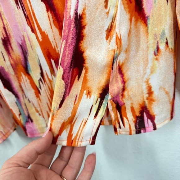 Belle Kim Gravel Blouse Medium Multicolor Abstract Print Long Sleeve Top - Picture 6 of 7